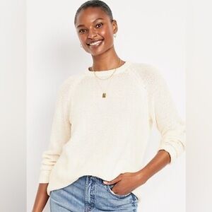 Old Navy. Loose Texture Tunic Sweater. Cream. Size Medium.
